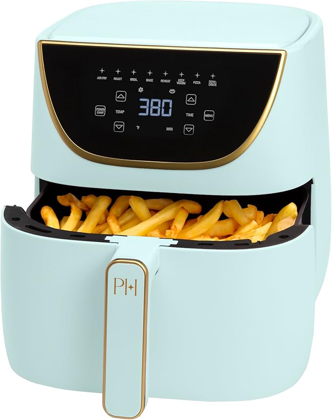 Paris Hilton air fryer, 6-quart large capacity, PFAS-free non-stick coating, touchscreen display, 8-in-1 functions (air fry, bake, grill, roast, reheat, keep warm, pizza, dehydrate), dishwasher safe. - Image 4