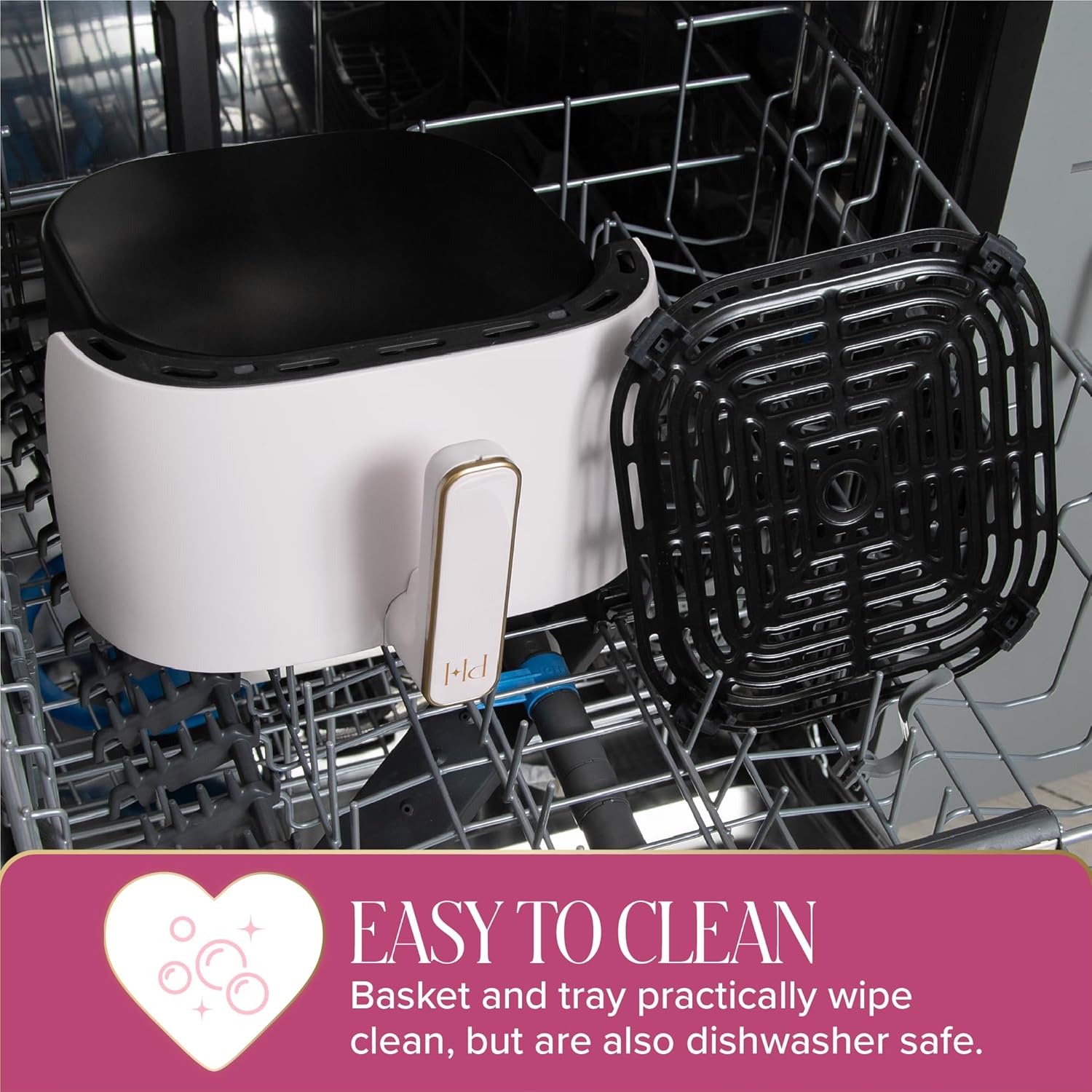 Paris Hilton air fryer, 6-quart large capacity, PFAS-free non-stick coating, touchscreen display, 8-in-1 functions (air fry, bake, grill, roast, reheat, keep warm, pizza, dehydrate), dishwasher safe. - Image 8