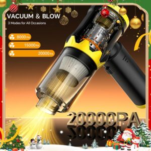 Portable Cordless Car Vacuum 20,000Pa | 4-in-1 Mini Cleaner, Type-C, Ultra-Light