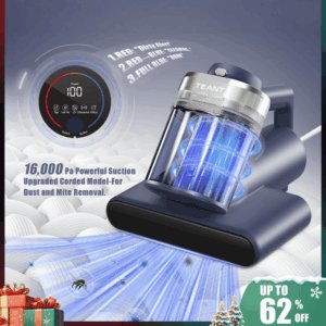 Mattress Vacuum Cleaner – Dual-Cup Handheld Vacuum with UV-C Light, 149℉ Hot Air, Fragrance Pad, LED Display, Hyper Helix Motor, 16KPa Strong Suction, HEPA Filter, Ideal for Beds, Sofas & Upholstery